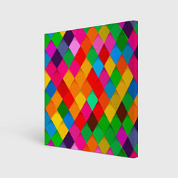 Холст квадратный Цветные лоскуты - пэчворк, цвет: 3D-принт