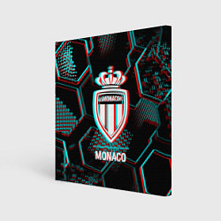 Холст квадратный Monaco FC в стиле glitch на темном фоне, цвет: 3D-принт