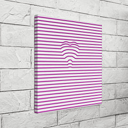 Холст квадратный Полосатый паттерн бело-розового цвета, цвет: 3D-принт — фото 2