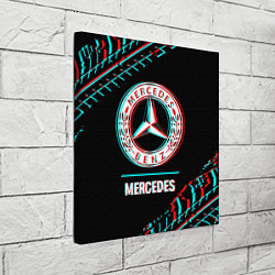 Холст квадратный Значок Mercedes в стиле glitch на темном фоне, цвет: 3D-принт — фото 2