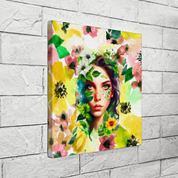 Холст квадратный Девушка Весна - акварель, цвет: 3D-принт — фото 2