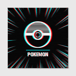 Холст квадратный Символ Pokemon в стиле glitch на темном фоне, цвет: 3D-принт — фото 2