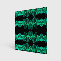 Холст квадратный Зелёные абстрактные полосы фракталов, цвет: 3D-принт