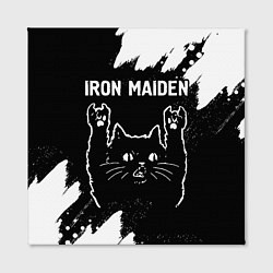 Холст квадратный Группа Iron Maiden и рок кот, цвет: 3D-принт — фото 2