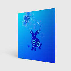 Холст квадратный Синий кролик и снежинки, цвет: 3D-принт