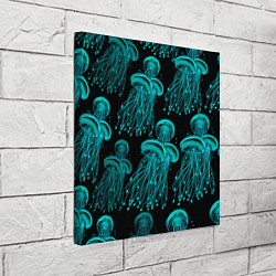 Холст квадратный Неоновые медузы, цвет: 3D-принт — фото 2