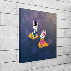 Холст квадратный Пара белых кроликов в ханбоках, цвет: 3D-принт — фото 2