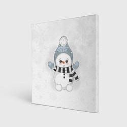 Холст квадратный Милый снеговик и снежинки, цвет: 3D-принт