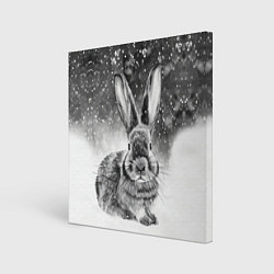 Холст квадратный Кролик на снегу, цвет: 3D-принт