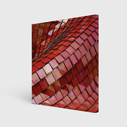Холст квадратный Красный паттерн из металлических блоков, цвет: 3D-принт