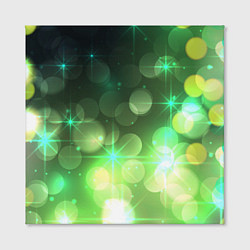 Холст квадратный Неоновый зеленый блеск и черный фон, цвет: 3D-принт — фото 2