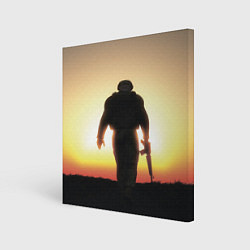 Холст квадратный Солдат на закате, цвет: 3D-принт