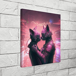 Холст квадратный Влюбленные кибер-котики, цвет: 3D-принт — фото 2