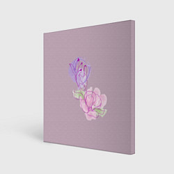 Холст квадратный Лайн арт рука и цветок, цвет: 3D-принт
