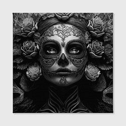 Холст квадратный Девушка с макияжем для дня мертвых, цвет: 3D-принт — фото 2