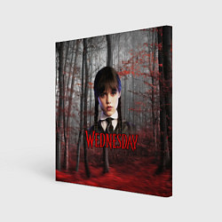 Холст квадратный Уэнсдэй осенний лес, цвет: 3D-принт