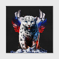 Холст квадратный Снежный барс и крылья орла в цветах триколора, цвет: 3D-принт — фото 2
