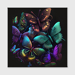 Холст квадратный Разные неоновые бабочки, цвет: 3D-принт — фото 2