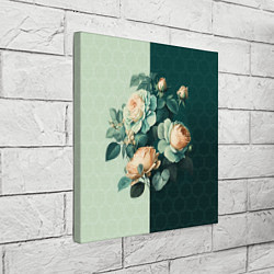 Холст квадратный Розы на зеленом фоне, цвет: 3D-принт — фото 2