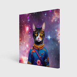 Холст квадратный Кот бравый космонавт, цвет: 3D-принт