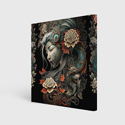 Холст квадратный Японская девушка Irezumi, цвет: 3D-принт