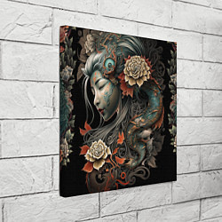 Холст квадратный Японская девушка Irezumi, цвет: 3D-принт — фото 2