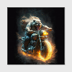 Холст квадратный Бульдог байкер на мотоцикле, цвет: 3D-принт — фото 2