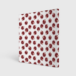 Холст квадратный Гранаты на белом - паттерн, цвет: 3D-принт