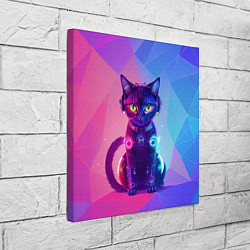 Холст квадратный Кибер кошка, цвет: 3D-принт — фото 2