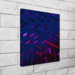 Холст квадратный Неоновые треугольники с подсветкой, цвет: 3D-принт — фото 2