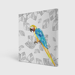Холст квадратный Попугай на сером фоне, цвет: 3D-принт