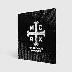Холст квадратный My Chemical Romance с потертостями на темном фоне, цвет: 3D-принт