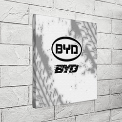 Холст квадратный BYD speed на светлом фоне со следами шин, цвет: 3D-принт — фото 2