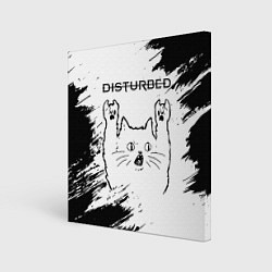 Холст квадратный Disturbed рок кот на светлом фоне, цвет: 3D-принт