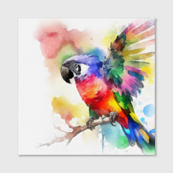 Холст квадратный Разноцветный акварельный попугай, цвет: 3D-принт — фото 2