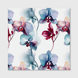 Холст квадратный Голубая орхидея акварель - паттерн, цвет: 3D-принт — фото 2