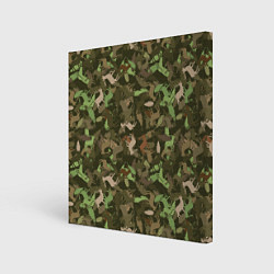 Холст квадратный Олени и дубовые листья - камуфляж, цвет: 3D-принт