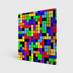 Холст квадратный Тетрис цветные блоки, цвет: 3D-принт