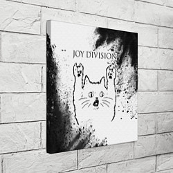 Холст квадратный Joy Division рок кот на светлом фоне, цвет: 3D-принт — фото 2