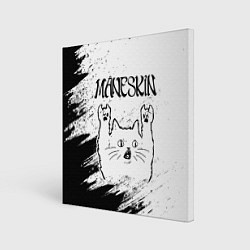 Холст квадратный Maneskin рок кот на светлом фоне, цвет: 3D-принт
