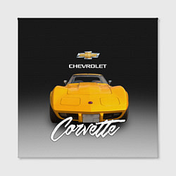 Холст квадратный Американская машина Chevrolet Corvette 70-х годов, цвет: 3D-принт — фото 2