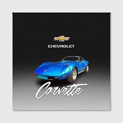 Холст квадратный Синий Chevrolet Corvette 70-х годов, цвет: 3D-принт — фото 2