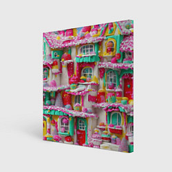 Холст квадратный Домики из сладостей, цвет: 3D-принт