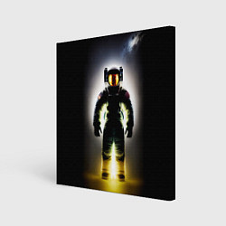 Холст квадратный Неоновый космонавт - нейросеть, цвет: 3D-принт