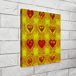 Холст квадратный Узор рубиновые сердца, цвет: 3D-принт — фото 2