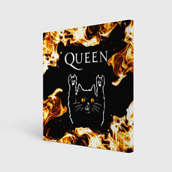 Холст квадратный Queen рок кот и огонь, цвет: 3D-принт