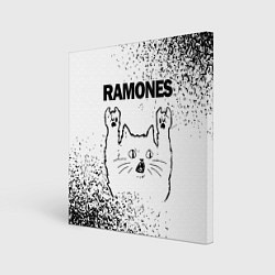 Холст квадратный Ramones рок кот на светлом фоне, цвет: 3D-принт