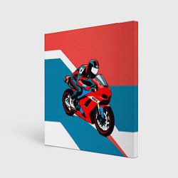 Холст квадратный Нарисованный мотоциклист, цвет: 3D-принт