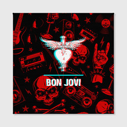 Холст квадратный Bon Jovi rock glitch, цвет: 3D-принт — фото 2