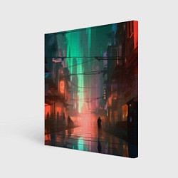 Холст квадратный Кибер город будущего, цвет: 3D-принт